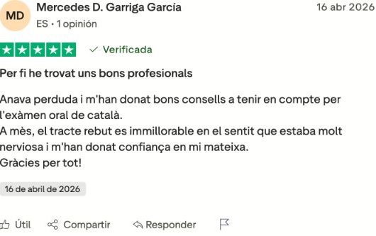 Opinió real de cinc estrelles d’una persona que ha confiat en C2Català