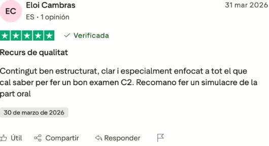 Opinió real de cinc estrelles d’una persona que ha confiat en C2Català