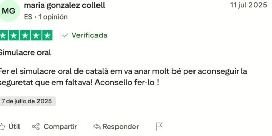 Opinió real de cinc estrelles d’una persona que ha confiat en C2Català