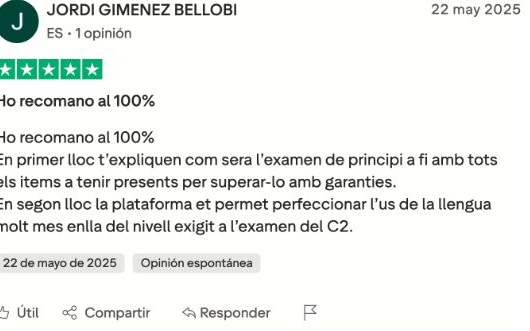 Opinió real de cinc estrelles d’una persona que ha confiat en C2Català